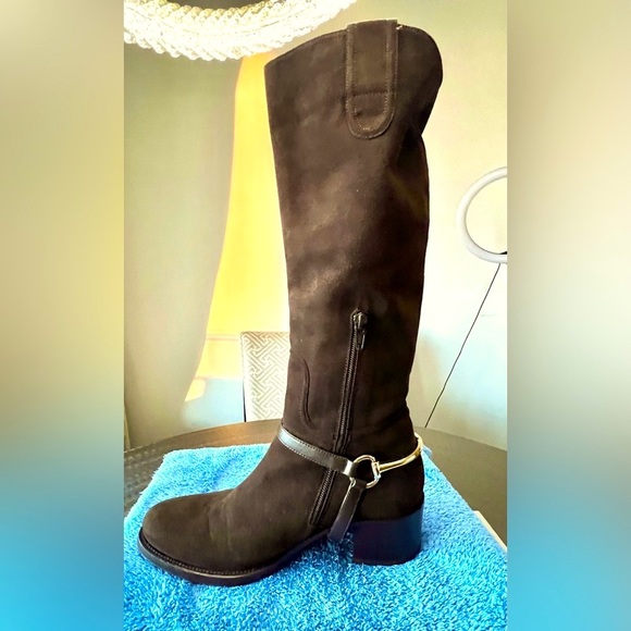 LE PEPE / THE CANOSCIO FOND BROWN SUEDE HARNESS RIDING BOOTS the spurs are rem. - Picture 3 of 15